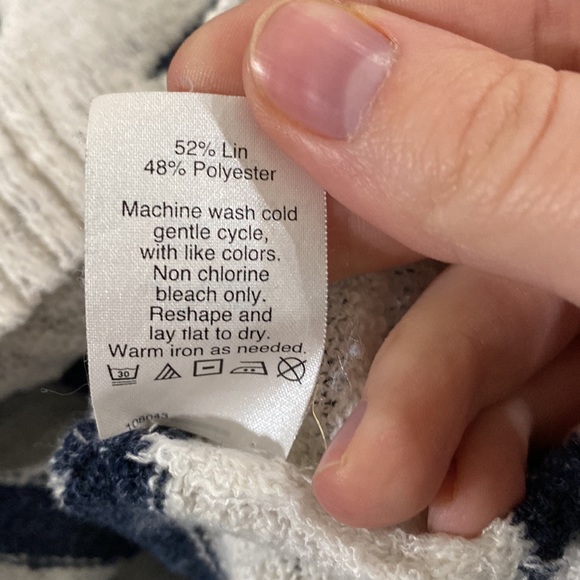 J Crew factory linen blend striped elbow length light sweater size S - Picture 11 of 12